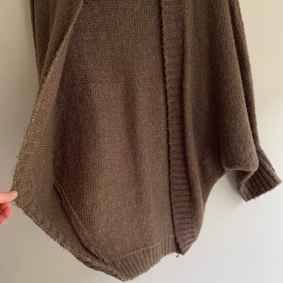 Olive & Oak Cardigan Sweater Cocoon Dolman Sleeve Open front Knit Buttons Brown - Picture 9 of 15